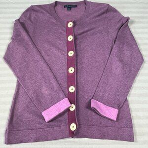Boden Sweater Womens 12 Purple Button Front Cardigan Large Buttons Casual Knit